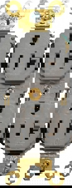 Straight Blade Duplex Receptacle: NEMA 5-20R, 20 Amps, Self-Grounding